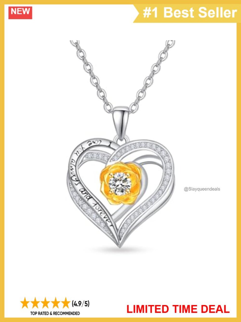 Sterling Silver Sunflower Pendant Necklace 14k Gold Plated Heart